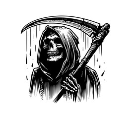 Sticker - grim reaper hand drawn illustration