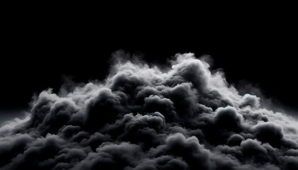Poster - Dark, billowing clouds on a black background, representing a concept of turmoil or stormy weather. Generative AI