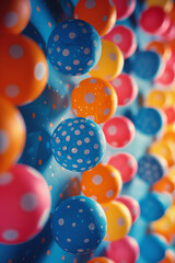 Poster - A playful background with colorful, oversized polka dots,