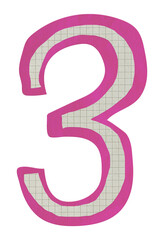 Poster - Number 3 png cute paper cut alphabet, transparent background