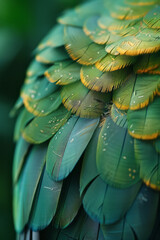 Aufkleber - Gentle green feathers outlining a pastel yellow center,