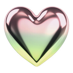 Canvas Print - Heart  icon png holographic fluid chrome shape, transparent background