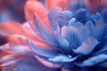 Delicate blue feathers bordering a pastel lavender center,