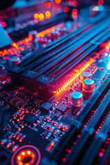 Fototapete - Illustration showing the connection of power supply cables to the motherboard,