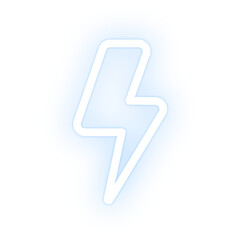 Wall Mural - Lightning icon png white blue neon shape, transparent background