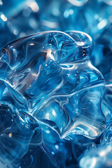 Fototapete - Abstract digital design of aqua intertwining shapes and vibrant blue hues,