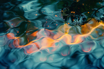 Poster - Abstract aqua intertwine with fluid digital designs and vibrant colors,