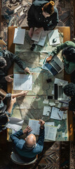 Wall Mural - A mixed group of business people sitting around a table and talking