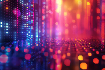 Poster - Abstract pixel glow patterns enhancing modern digital typography,