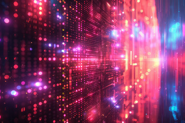 Poster - Abstract pixel glow designs featuring modern digital typography,