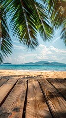 Wall Mural - display table on summer beach background