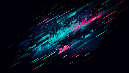 Poster - Abstract digital cityscape with dynamic lines on a dark space background, creative technology concept. Generative AI
