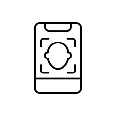 Poster - Face recognition outline icons, minimalist vector illustration ,simple transparent graphic element .Isolated on white background