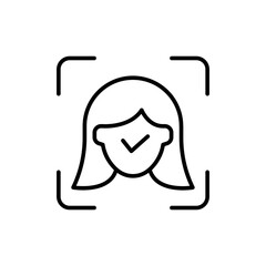 Poster - Face recognition outline icons, minimalist vector illustration ,simple transparent graphic element .Isolated on white background