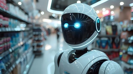 Poster - AI Powered Robot Assistant Enhancing Futuristic Retail Shopping Experience