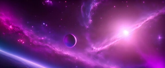Amazingly colorful galaxy in outer space, with swirling, sparkling stars, vibrant nebulae in pinks, blues, and purples, and a glowing, radiant core