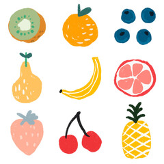 Poster - PNG fruit hand drawn sticker set