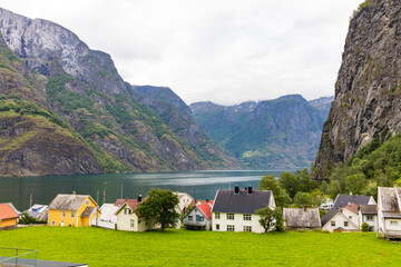 Wall Mural - Norway Aurlang fjord on a cloudy summer day