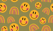 © rupa - Cute smile icons pattern background vector design