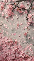 Canvas Print - Delicate pink flowers on concrete background