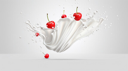 Wall Mural - Creamy Delight! Milkshake Splash Icon with White Paint Pouring, Clipping Path 3D Illustration. Stock Image for Fresh Concepts and Designs.