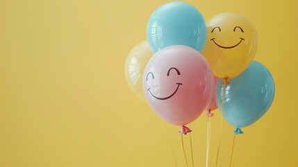 Sticker - Floating balloons arranged in a smiley face arrangement created a festive and cheerful atmosphere at the party.