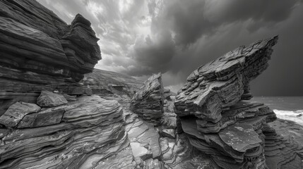 Wall Mural - the stoic strength of these windcarved rocks stands in stark contrast to the everchanging winds that