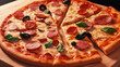 © Torben Iversen - Close Up Image Of A Delicious Pizza With Toppings On A Rustic Surface Warm Vintage Cinematic Image Style 300 PPI High Resolution Image