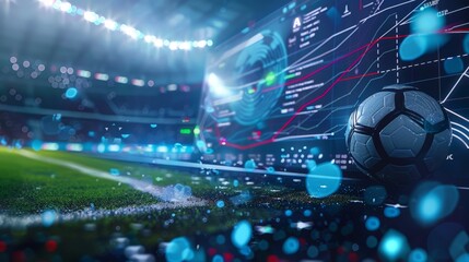 Design a graphic of a football match summary with key statistics, scores, and highlights, showcasing the analytical side of the sport.