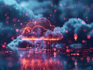 Poster - Secure and Dynamic Cloud Computing Icons with Flowing Data Across Digital Infrastructure
