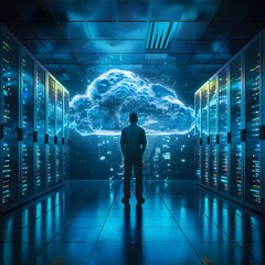 Poster - it professional setting up cloud servers in advanced tech environment