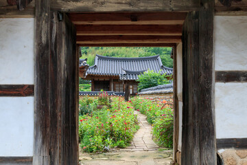 the windows and gates of a traditional Korean house