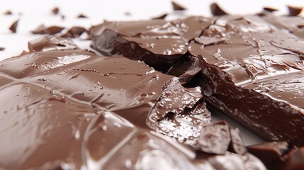 Wall Mural - Illustrate a close-up of a chocolate bar being broken in half, revealing the smooth and rich texture inside.