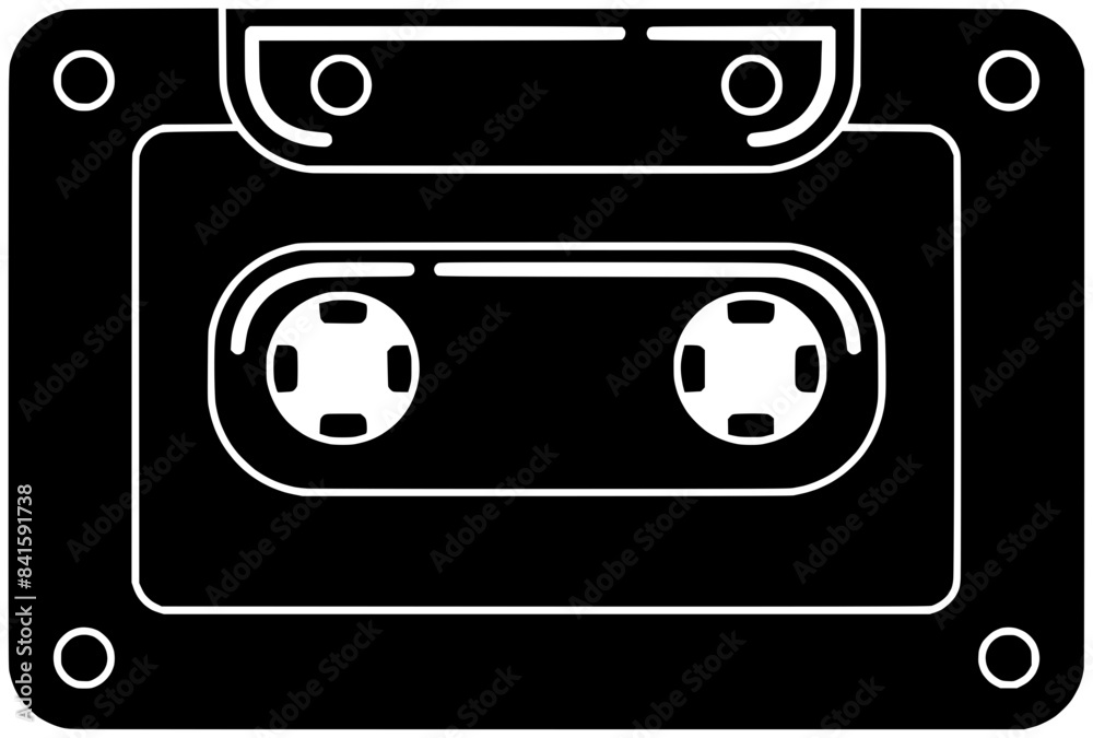 retro illustration movie silhouette vhs logo media icon vcr outline ...