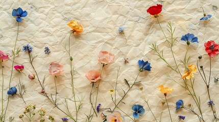 Poster - Illustrate a pressed flower paper texture, embedding delicate floral designs within the paper, ideal for nature-inspired themes.