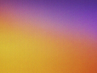 Abstract background with purple, yellow, orange gradient, dark, granular banner design, texture of noise,  copy spac