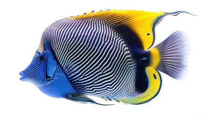 Wall Mural - Emperor Angelfish full body clearly photo on white background , 