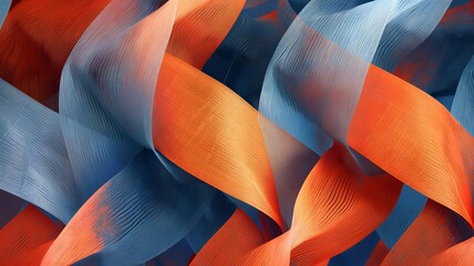 Wall Mural - Blue and orange color fabric texture stripes curve abstract pattern background 