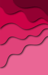 Poster - Paper cut background with waves and hole. Pink 3d abstract backdrop, smooth wavy layers. Women s Breast Cancer Concept. Horizontal poster template in pastel rose color.