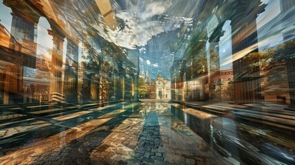 Wall Mural - an illusion of a mirage within a mirage layers of unreal images overlapping and intertwining.