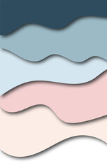 Poster - Cut paper background. Abstract realistic paper decoration for design with cardboard texture of wavy pink layers. 3d Relief. The art of carving. Vector illustration. 