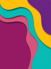 Poster - Paper art cartoon abstract waves. The background is cut out of paper. Modern origami design template. Vector illustration. 3d layers of paper in pastel colors. Eps 10