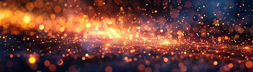 Poster - abstract background with glowing bokeh lights in warm golden and blue tones, creating a festive and 