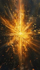 Poster - abstract explosion of bright golden light and energy, creating a dynamic and vibrant background fill