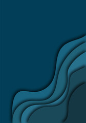 Poster - Multicolor paper layers 3D paper with gradient on blue vector background. Abstract paper cut texture for topography website template or smooth origami paper shape concept. Eps10