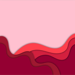 Poster - Abstract wavy red paper background. Background with red waves. Eps10