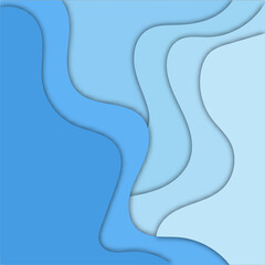 Poster - Abstract blue paper cut vector realistic relief. Background template for banners, flyers, presentations. Eps10