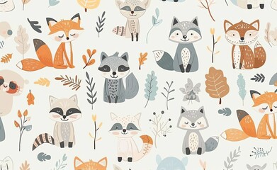 Wall Mural - The set of child characters is an illustration of cute animals in an African jungle design print illustration modern cartoon childish card with the Lion baby decoration graphic with the Tiger and the