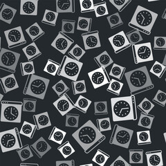 Poster - Grey Browser window icon isolated seamless pattern on black background. Vector