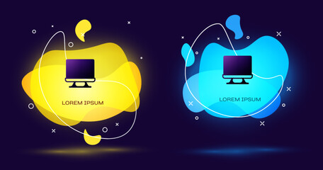 Poster - Black Smart Tv icon isolated on black background. Television sign. Abstract banner with liquid shapes. Vector